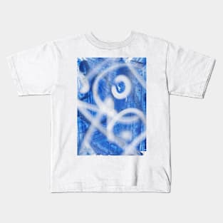 Abstract Blue Graffiti Street Art Pattern 002 Kids T-Shirt